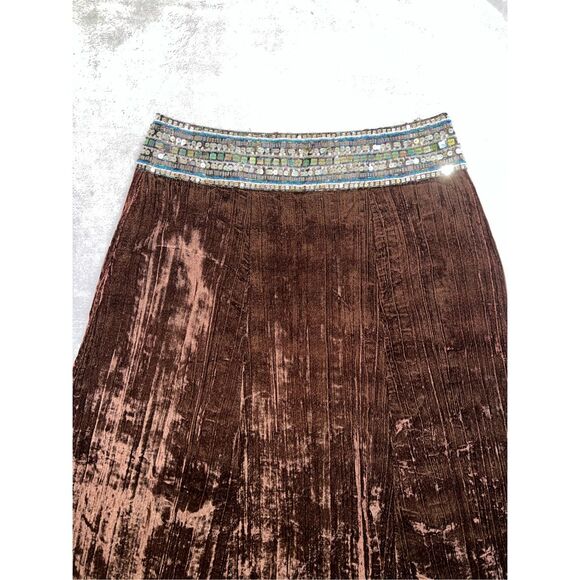 Gothic Victorian Chocolate Brown Velvet MIDI Skirt 8 - Picture 2 of 8
